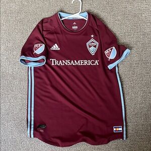 Adidas Maroon and Light Blue Soccer Jersey